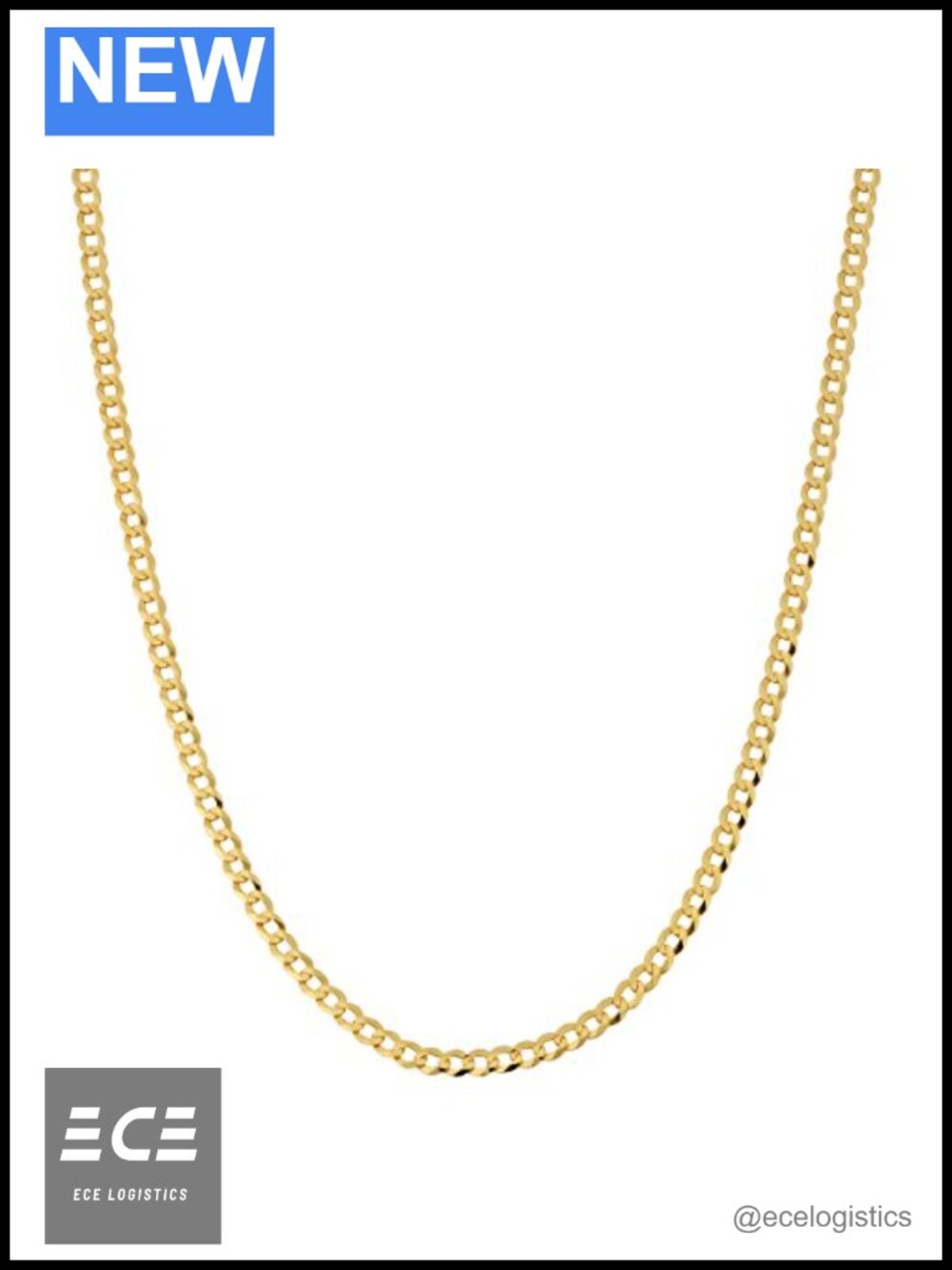 10k Solid Yellow Gold 3mm Curb Link Chain Necklace 16 Inch Choker